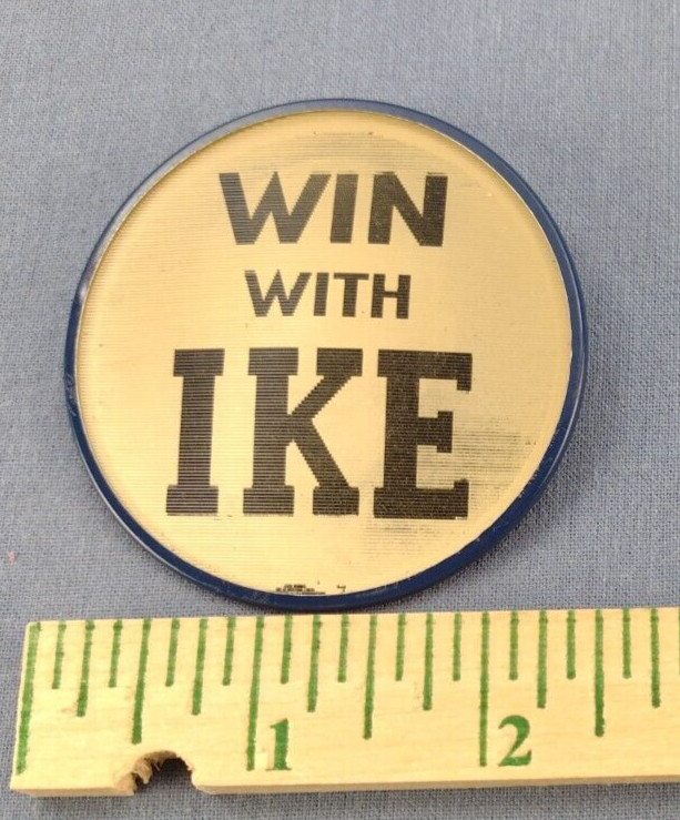 1950’s WIN WITH IKE Eisenhower president Lenticular lens flasher pinback button