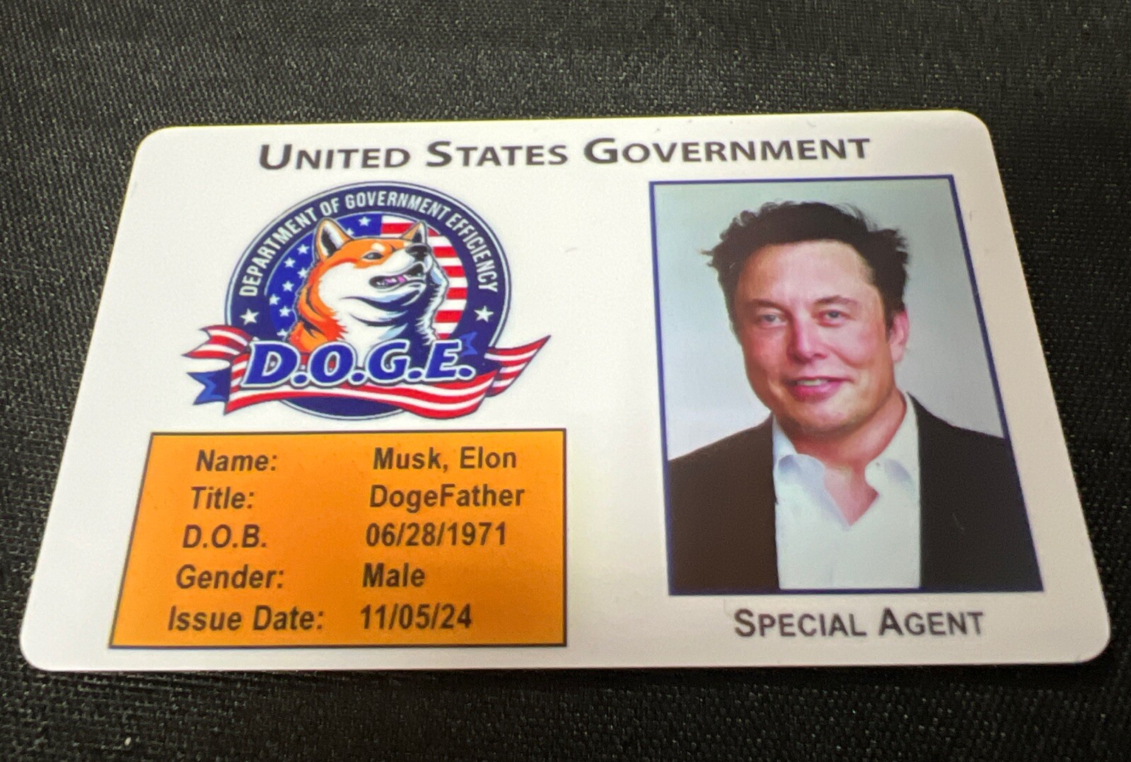 Elon Musk LOT OF 25 DOGE IDCard Plastic ID Trump D.O.G.E Ramsey