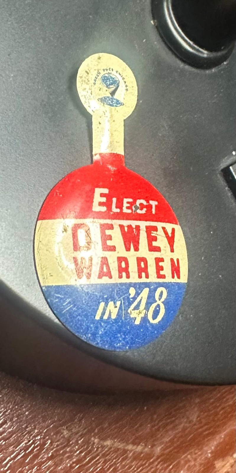 1948 Election ELECT Thomas DEWEY Earl WARREN in ’48 Campaign Tab Fold Over Lapel