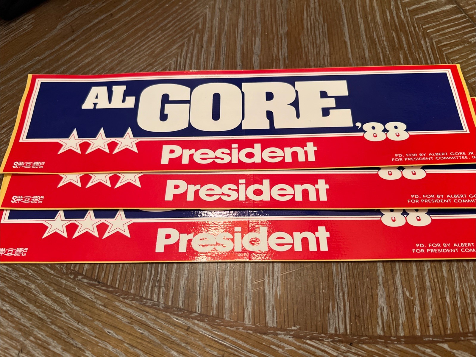 Vintage 1988 Al Gore for president campaign Bumper Sticker Lot Of 3