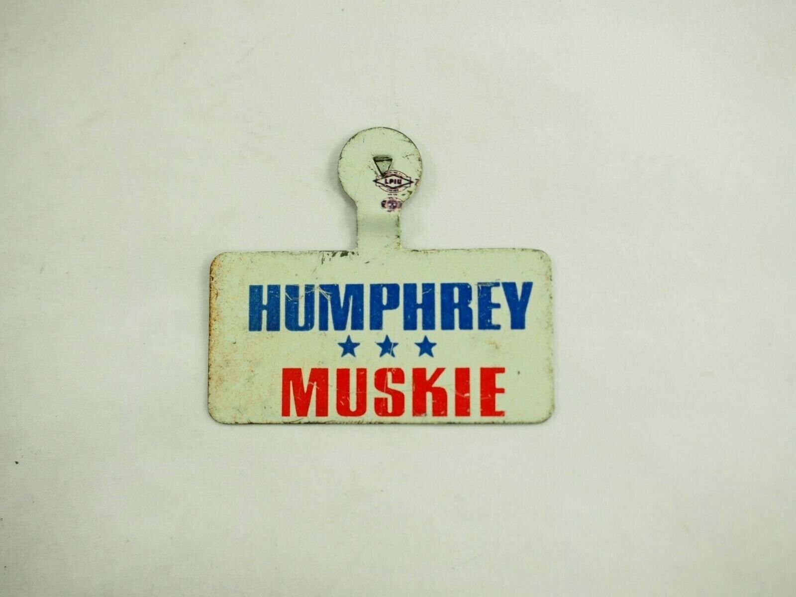 Humphrey Muskie Political Campaign TAB-back Pin 1968