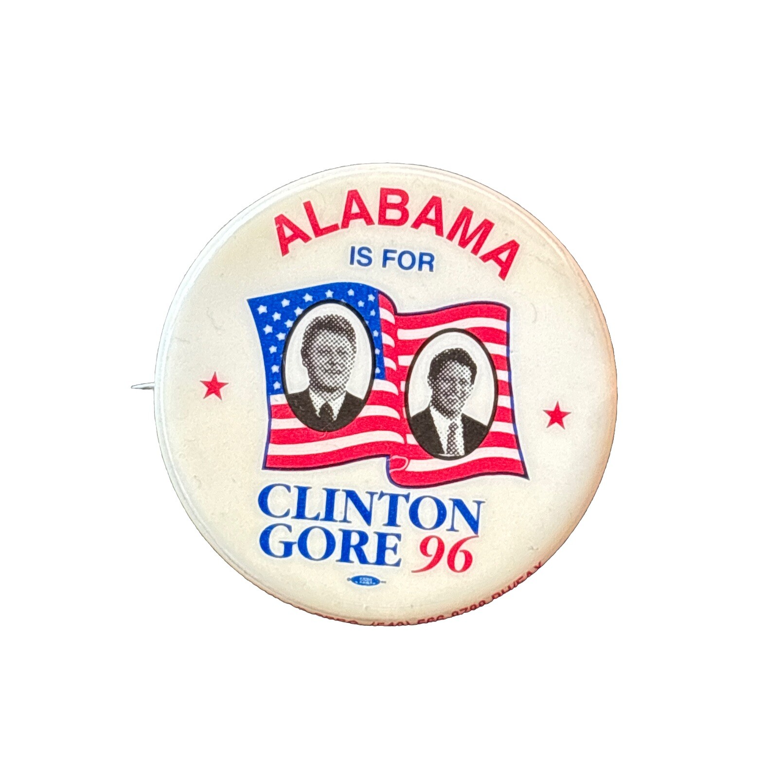 1996 Bill Clinton for President Alabama 50 State Pin 1.5″ Button Al Gore Pinback