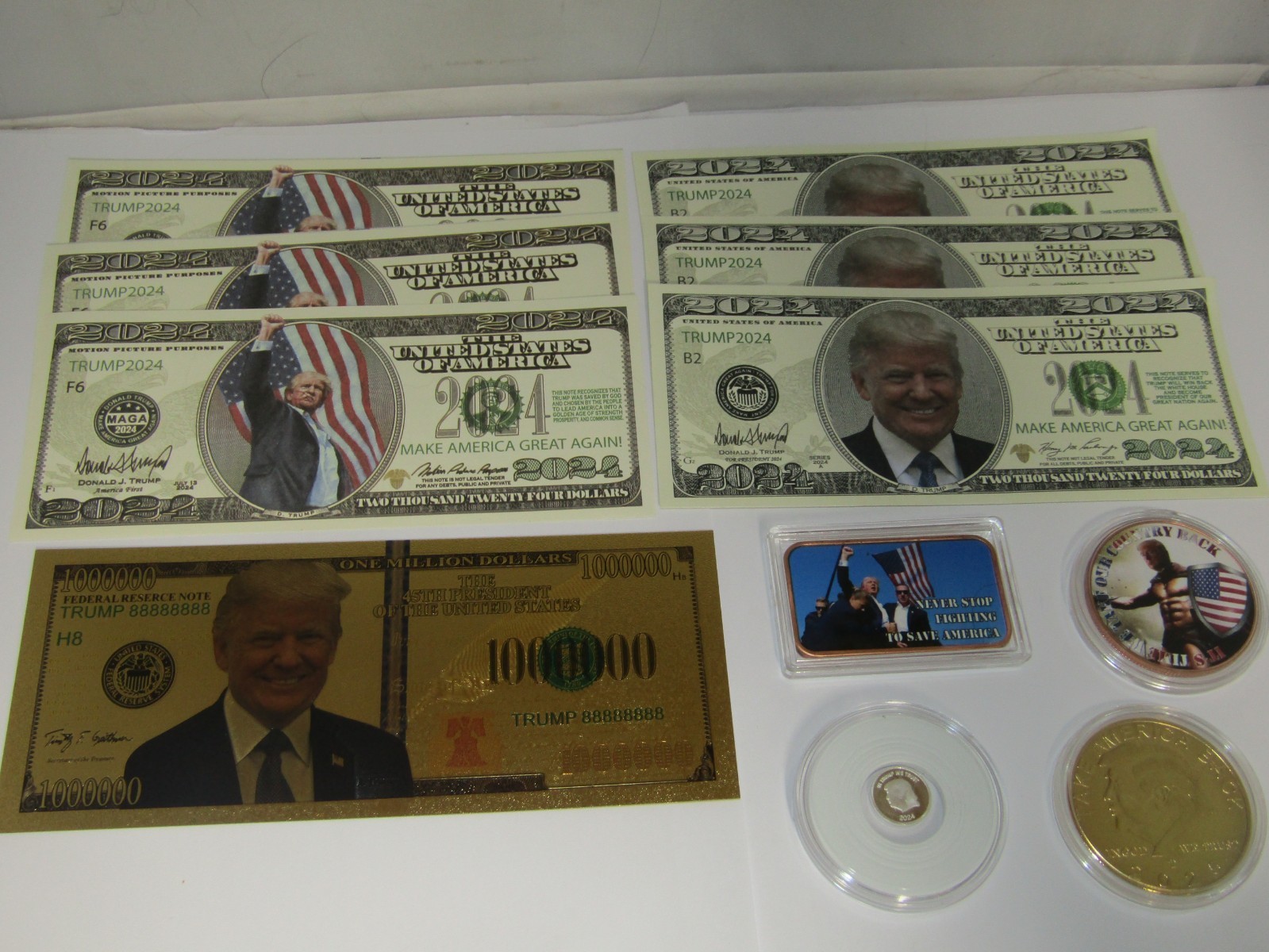 Donald Trump Ultimate Collection, 1 Gram Silver 2x 1 oz. copper coins, 11 pc set