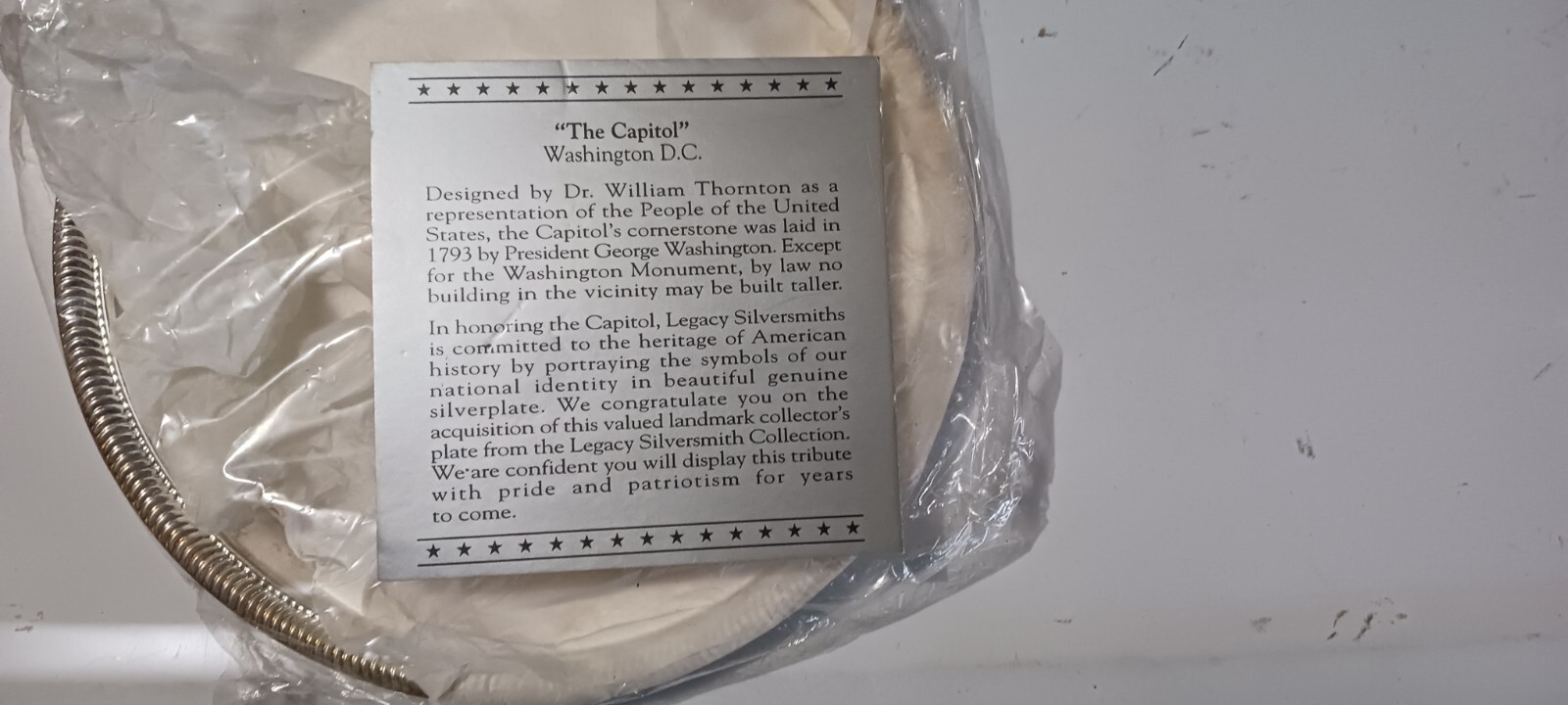 THE CAPITOL BUILDING WASHINGTON DC 8″ SILVER PLATE W BOX