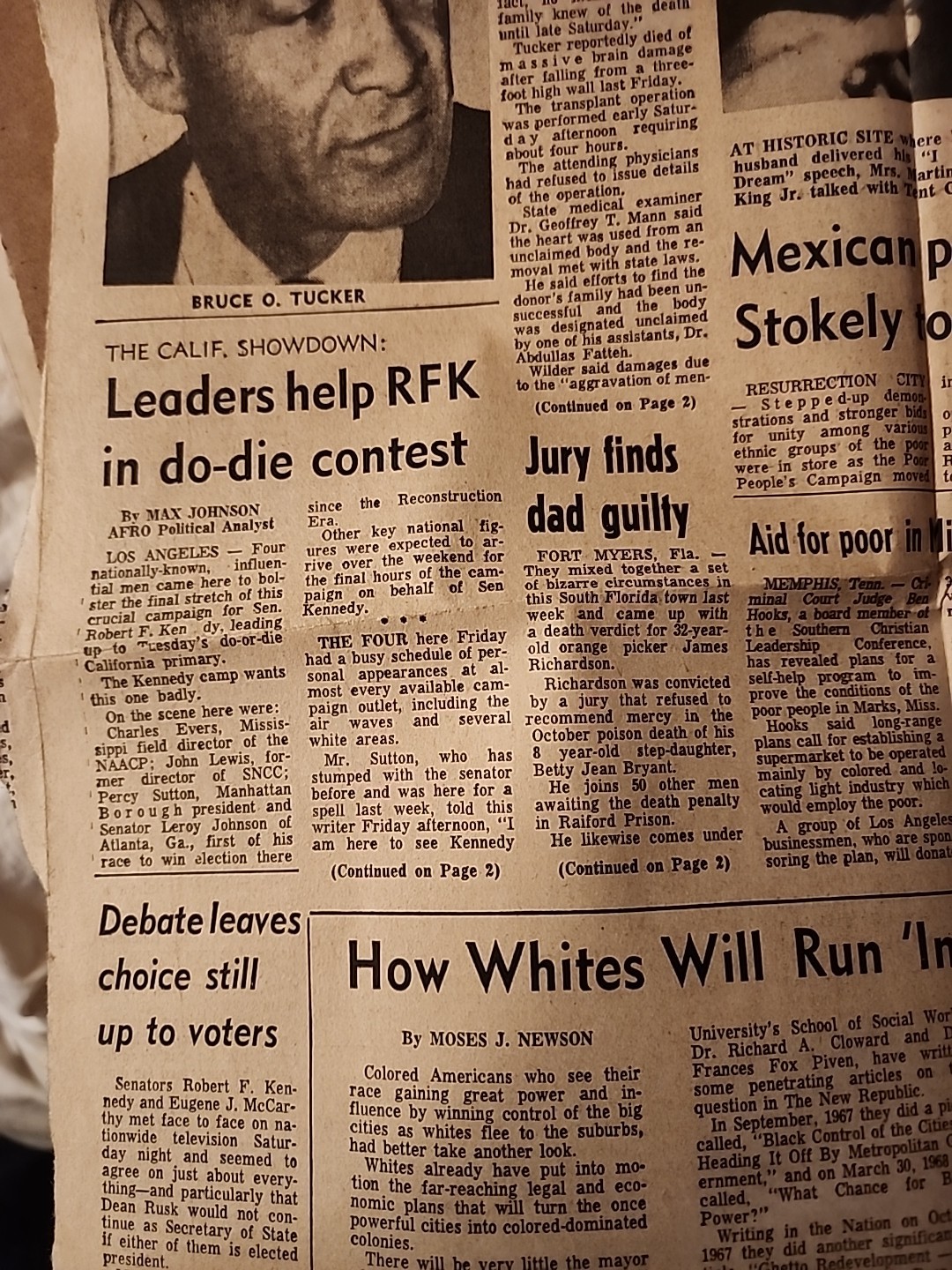 SIGNED Max Johnson Letter & AFRO AMERICAN BOBBY KENNEDY ASSASSINATION NEWSPAPERS