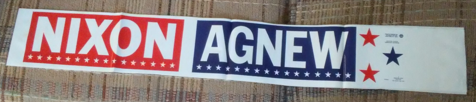 UNUSED 1968 / 1972 NIXON & AGNEW Presidential Political Campaign SASH SASHAY