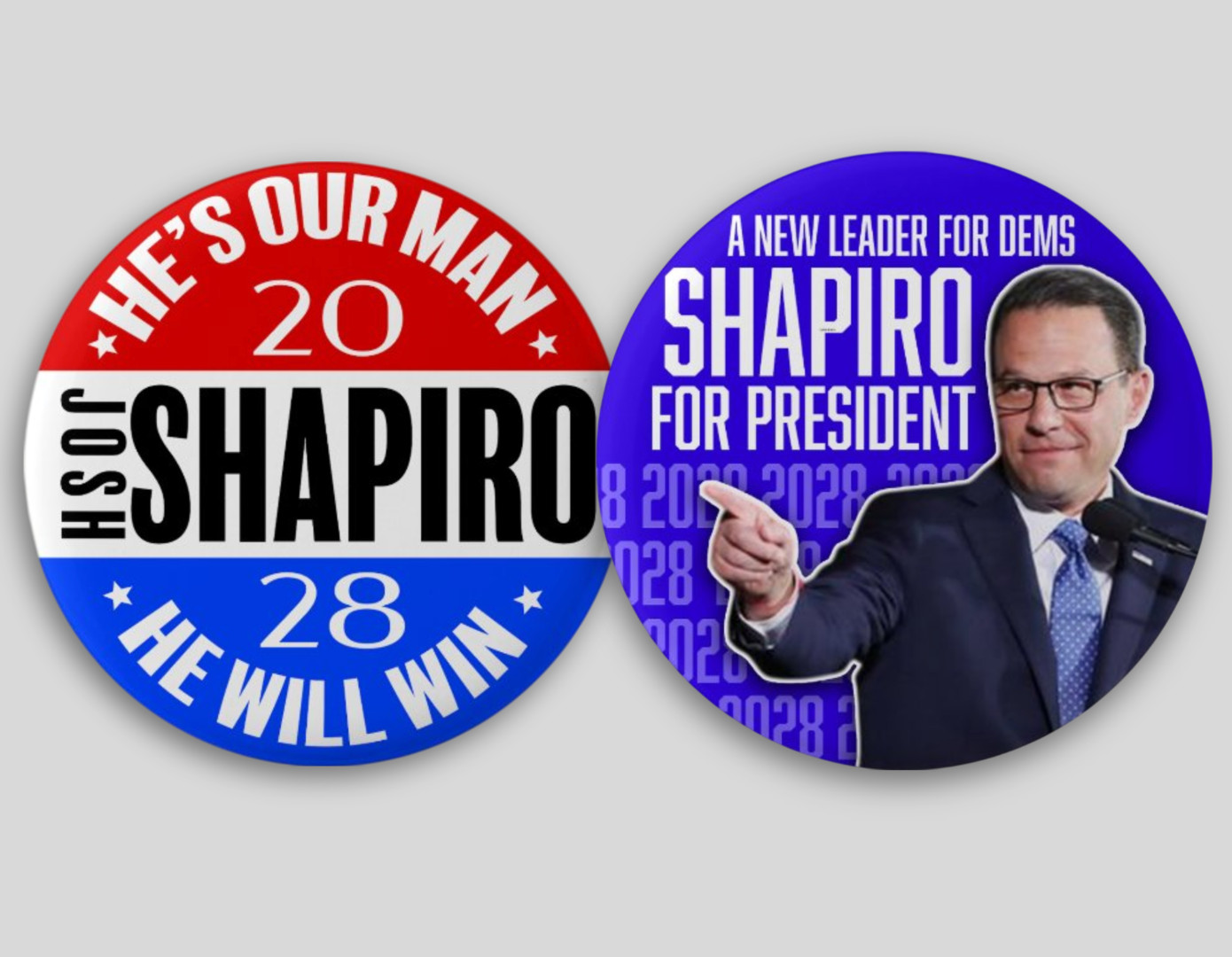 Josh Shapiro President 2028 Pin Buttons Political Democrat Anti-Trump Political