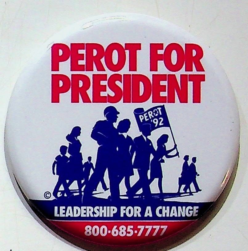 Vtg 1992 Perot For President Political Campaign Button Leadership Pin