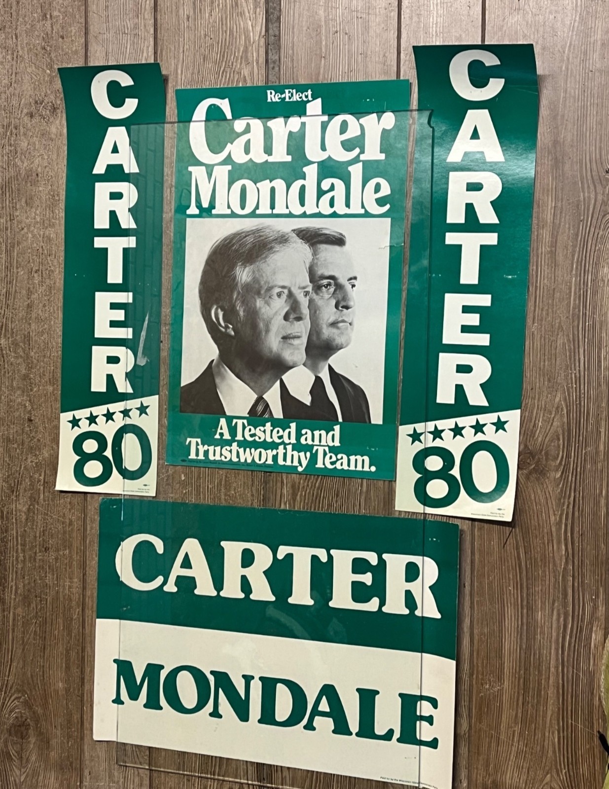 Vintage 1980 Jimmy Carter Mondale Jugate Campaign Cardstock Rally Posters Lot