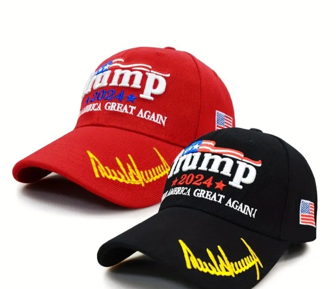 trump 2024 hats and FLAGS Multiple Styles