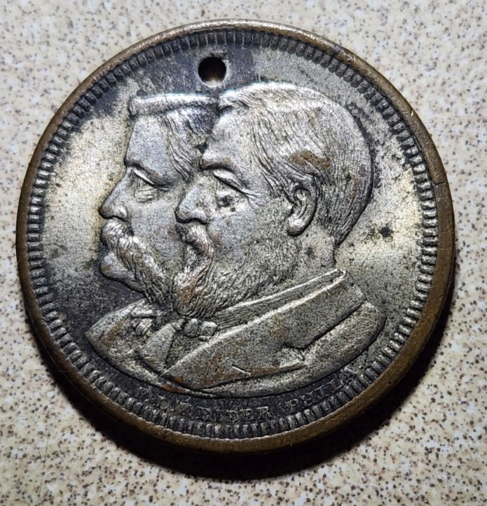 Blaine Logan Jugate Prez Campaign Token/Medal Union Shield Back Brass Color 1884