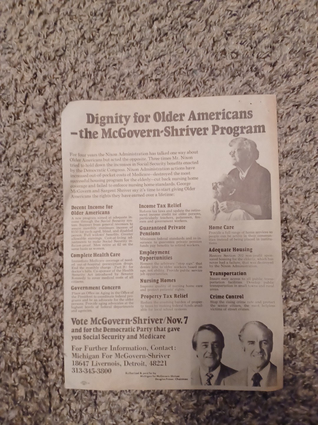 Can’t Senior Citizens be first class Citizens? McGovern Says YES Pamphlet