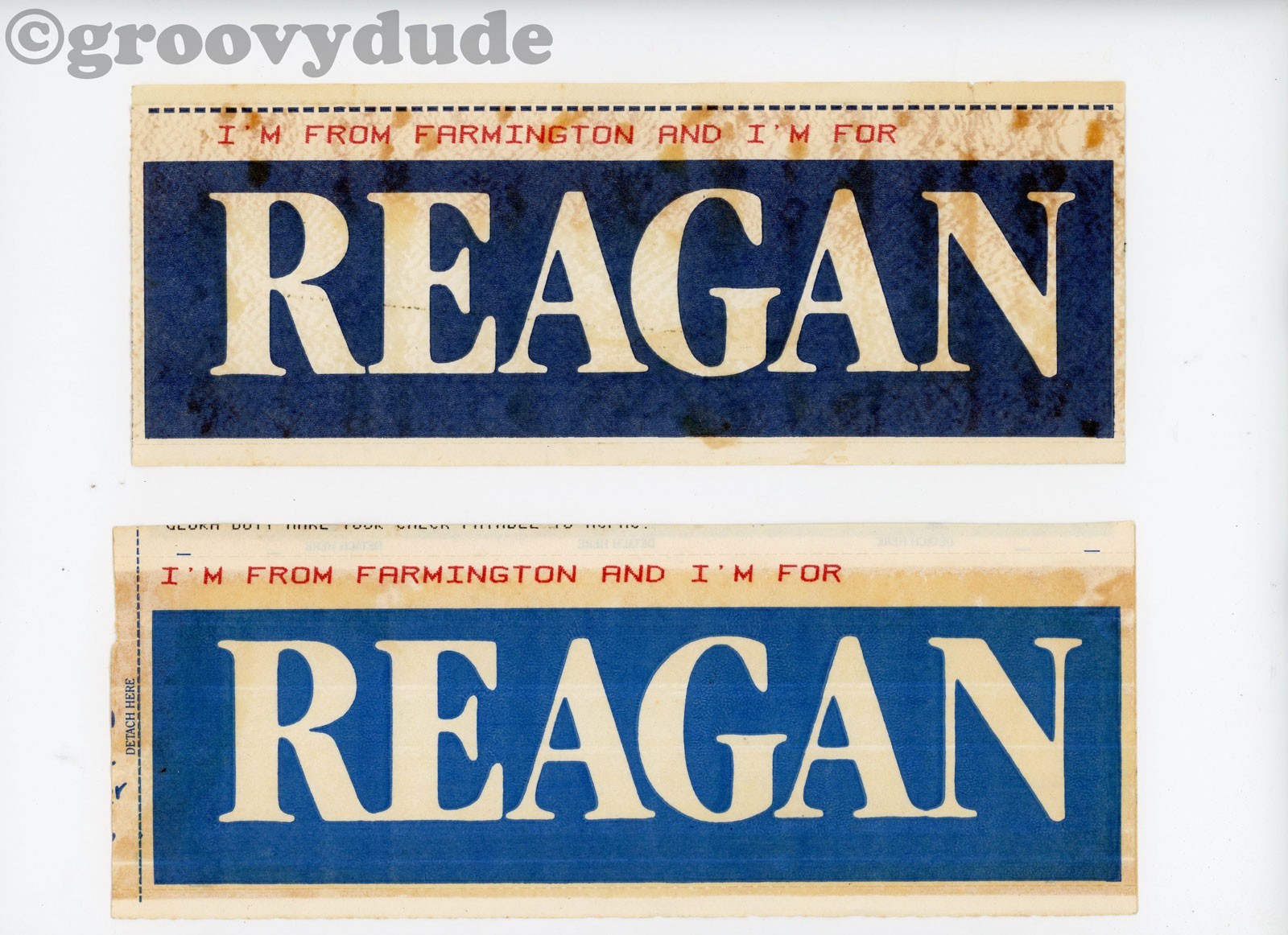 1976 I’m From Farmington Ronald Reagan For President Campaign Bumper Sticker Lot