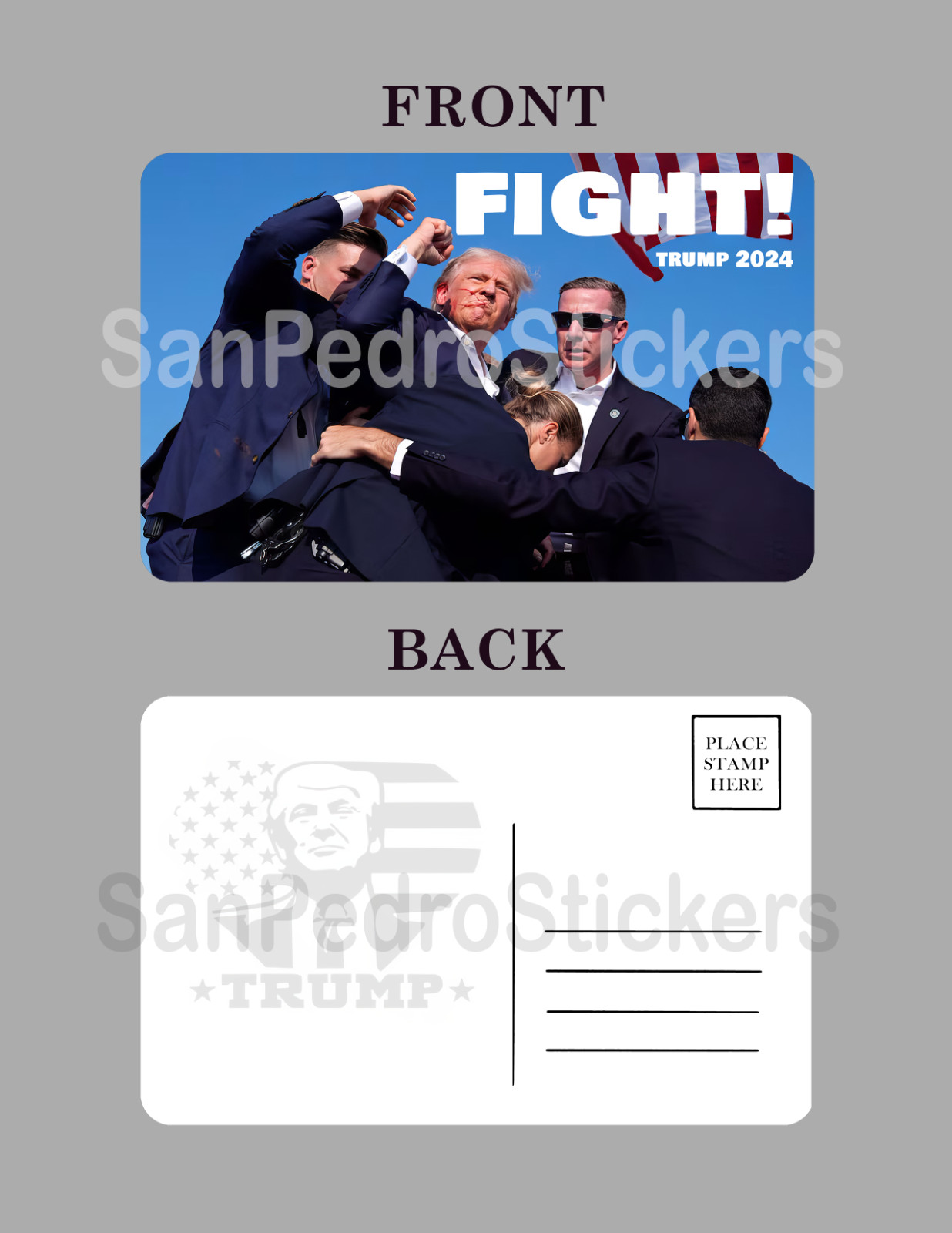 DONALD TRUMP 2024 – 4″ x 6″ Glossy Postcard 7/13- FIGHT! – Free Shipping!