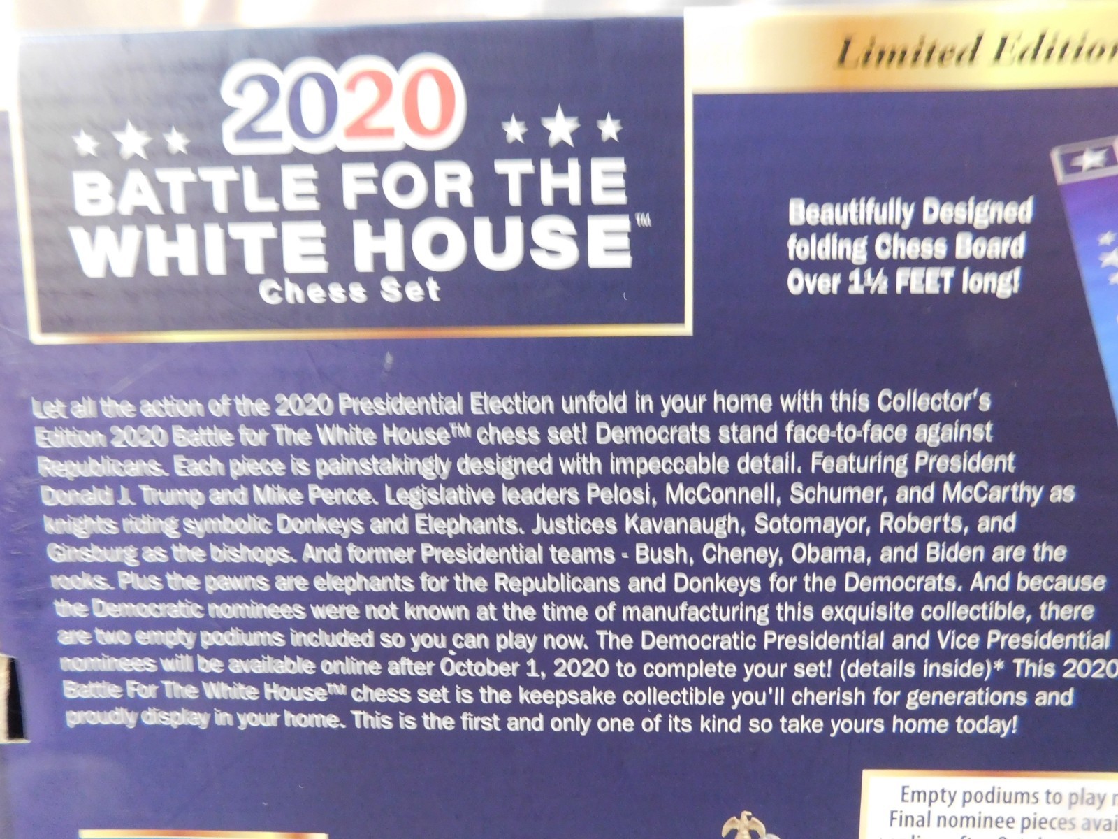 Battle for the White House Chess Set Complete 32 Pieces 2020 with COA