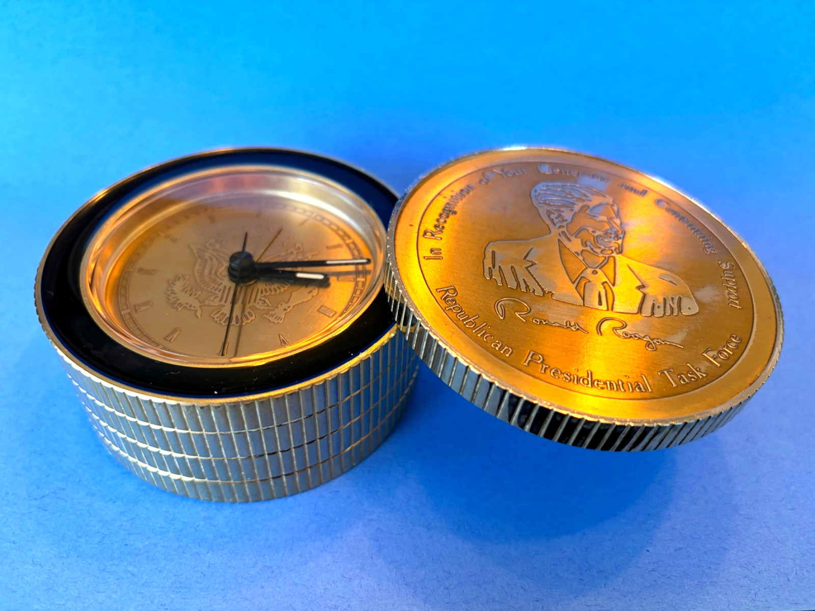Ronald Reagan Republican Presidential Task Force Momento Clock. Rare.