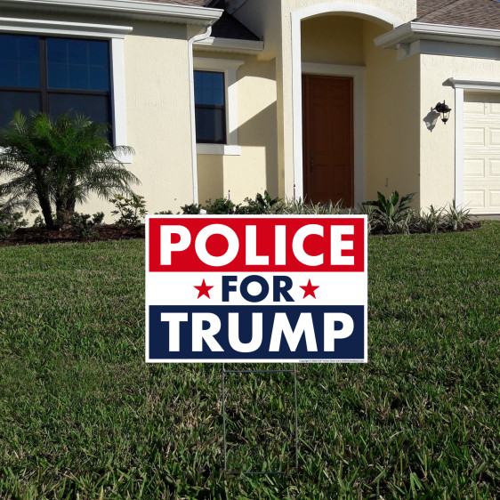 (5-Pack) Donald Trump 2024 Yard Sign Police For Trump 18″ x 12″ Metal H-Stakes