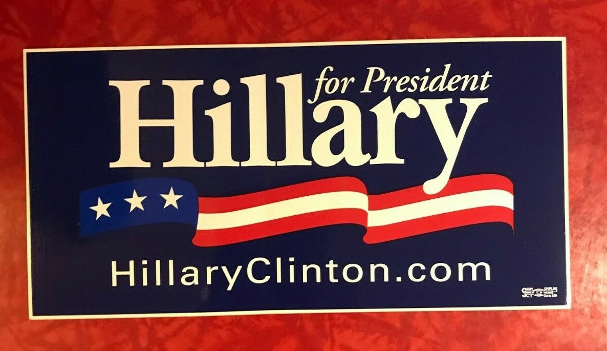 2008 HILLARY CLINTON FOR PRESIDENT 7.5″ x 3.75″ unused BUMPER STICKER