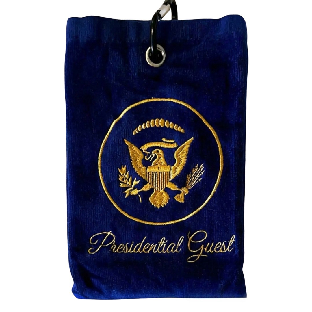 Presidential Guest Embroidered Gold Presidential Seal Navy Blue Golf Towel