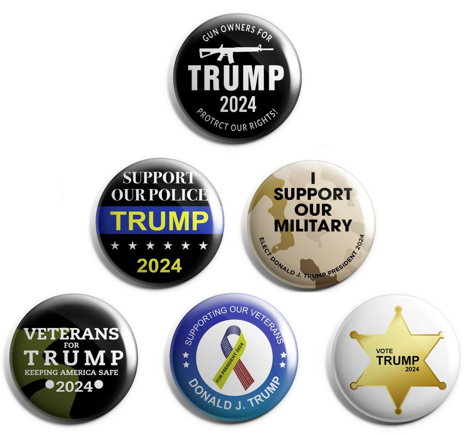 Donald Trump 2024 Campaign Button 30-Pack (DT-24-30-ALL)