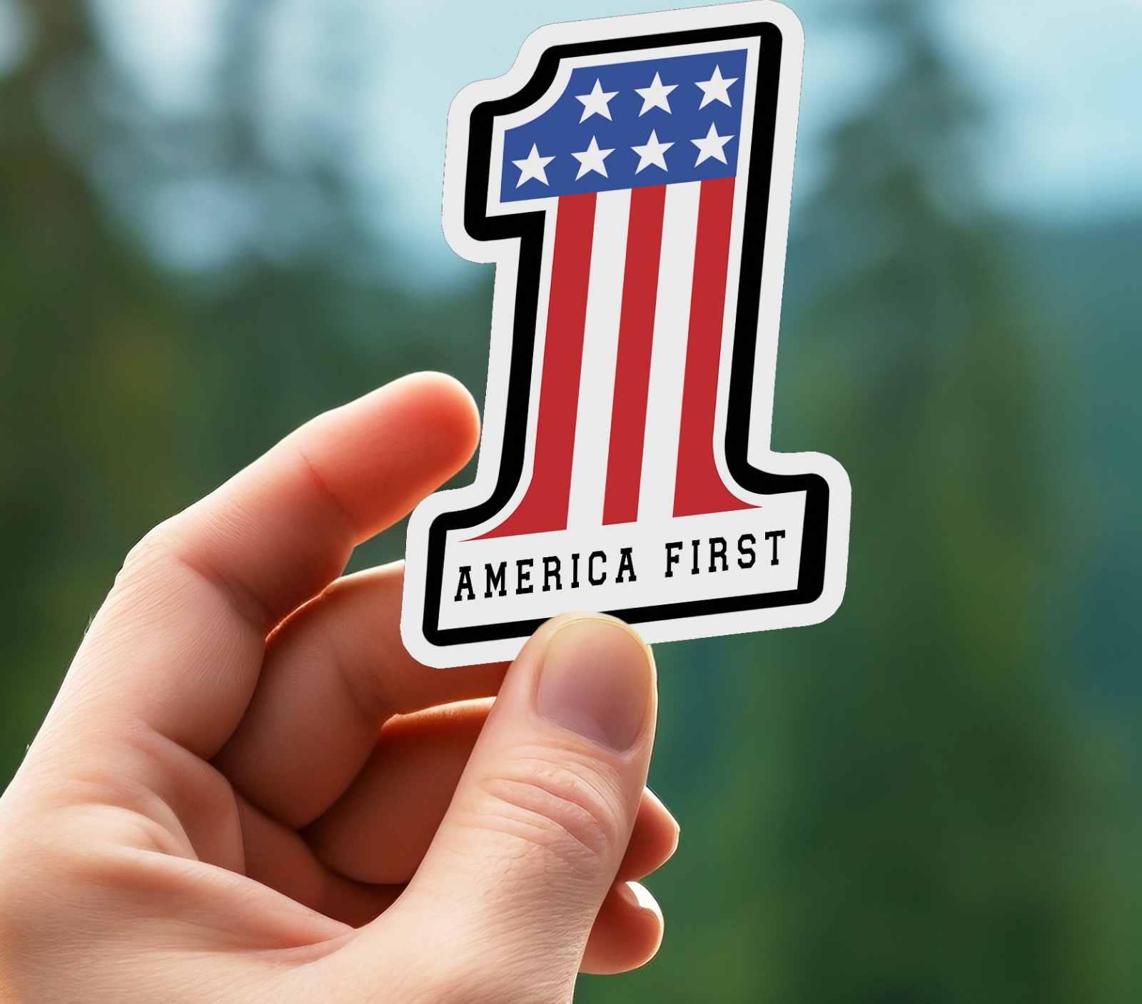 NEW – Trump Sticker “AMERICA FIRST” Glossy Vinyl Sticker 2.5 x 3.5 INCHES