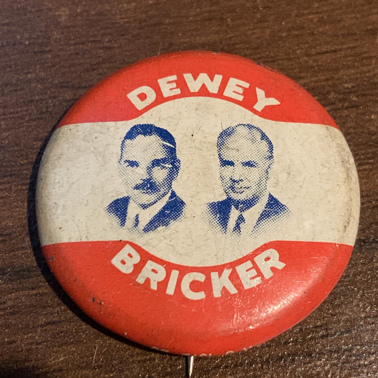 1944 Vintage Republican Thomas DEWEY John BRICKER Campaign Button Pin