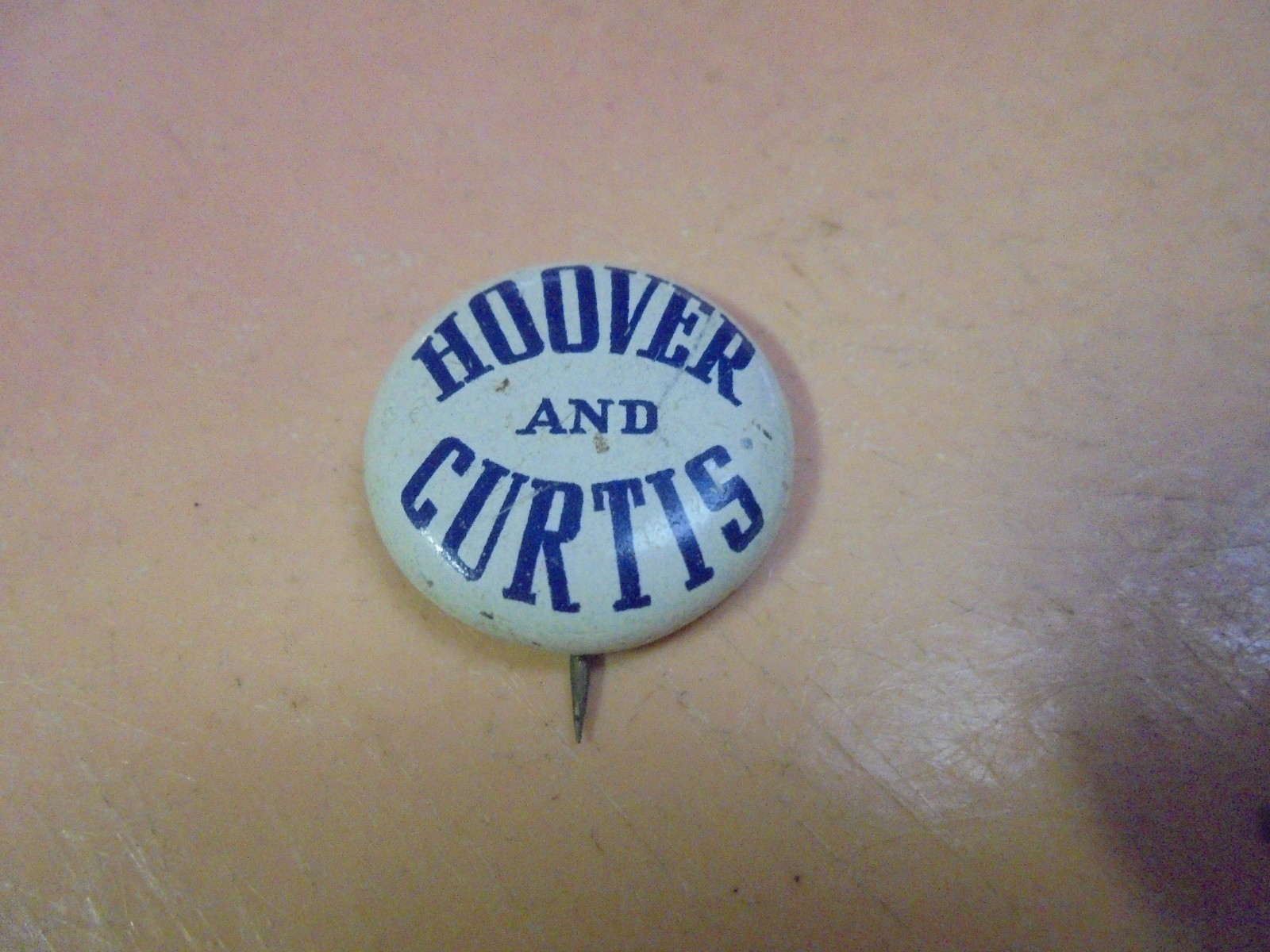 Vintage Hoover and Curtis pinback button Presidential