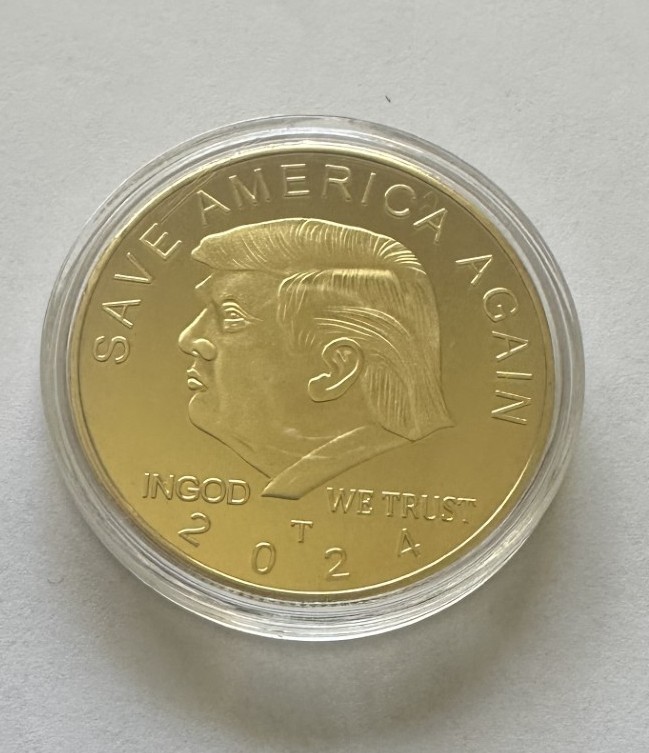 Trump 1 oz gold plated Save America Again commemmorative coin in hard case