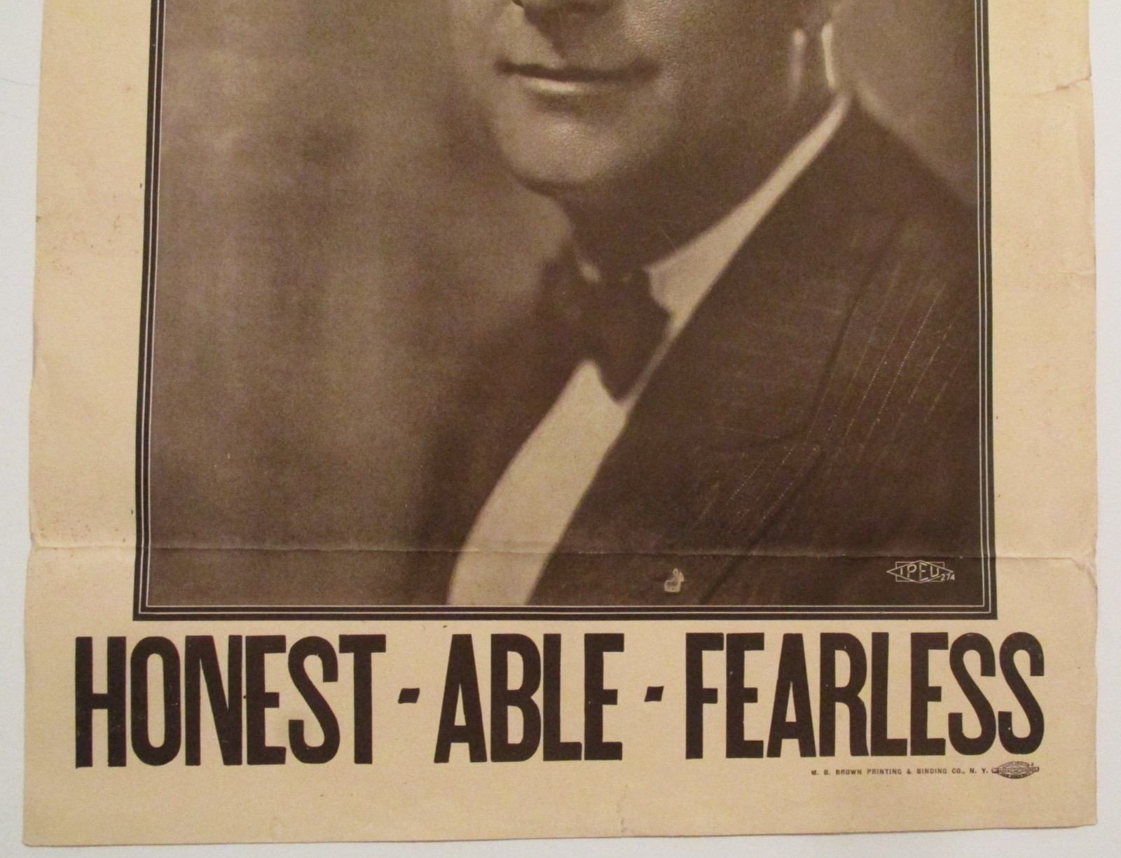 Original 1928 For President Alfred E. Smith Poster Honest Able Fearless