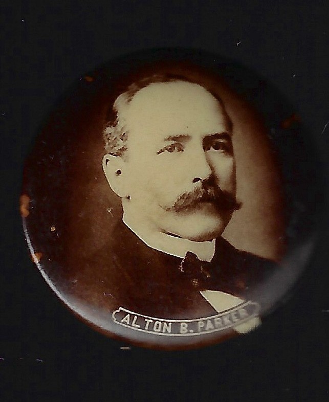 1″ Sepia Image 1904 Alton Parker Presidential Campaign Pin Lost 2 T Roosevelt