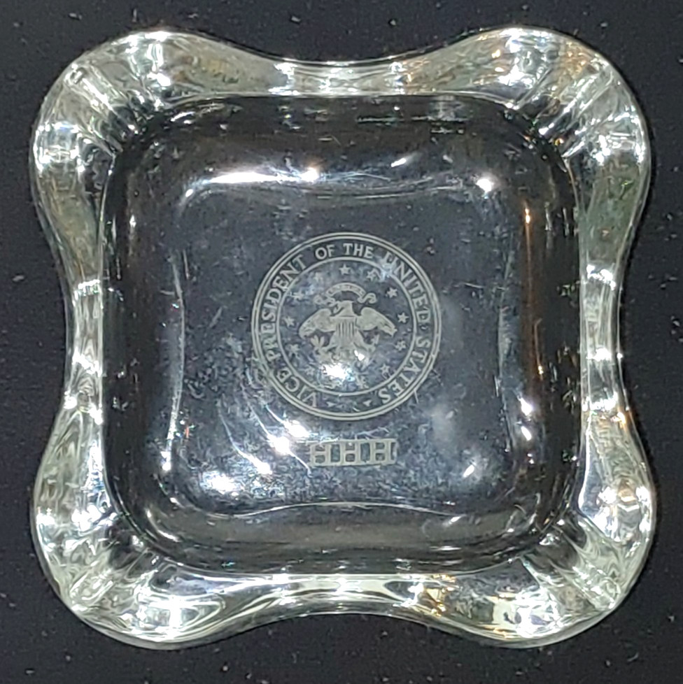 Hubert Humphrey / HHH Vice President of the United States Square Glass Ashtray