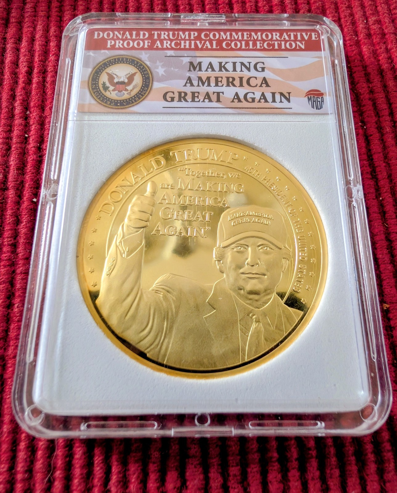 10 Gold/Silver Plated Donald Trump Coins in Protective Holders. MAGA.