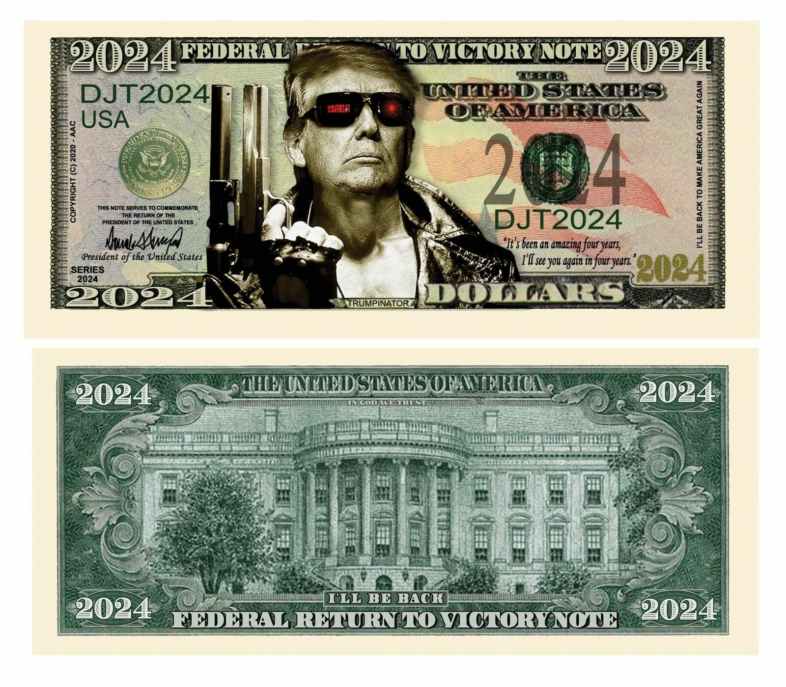 25 Pack Donald Trump Presidential Money Collectible POTUS 2024 Terminator Dollar