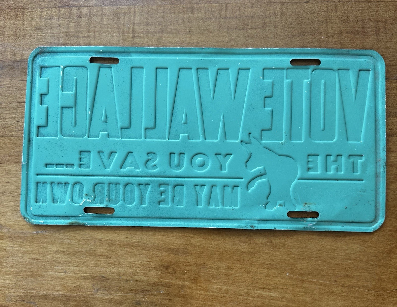 Vintage 1968 George Wallace Campaign License Plate – Metal Political Sign