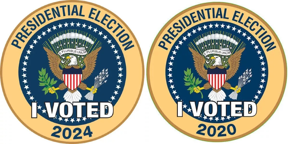 I VOTED PRESIDENTIAL ELECTION 2024 & 2020 – 2 Stickers – Trump Harris Biden