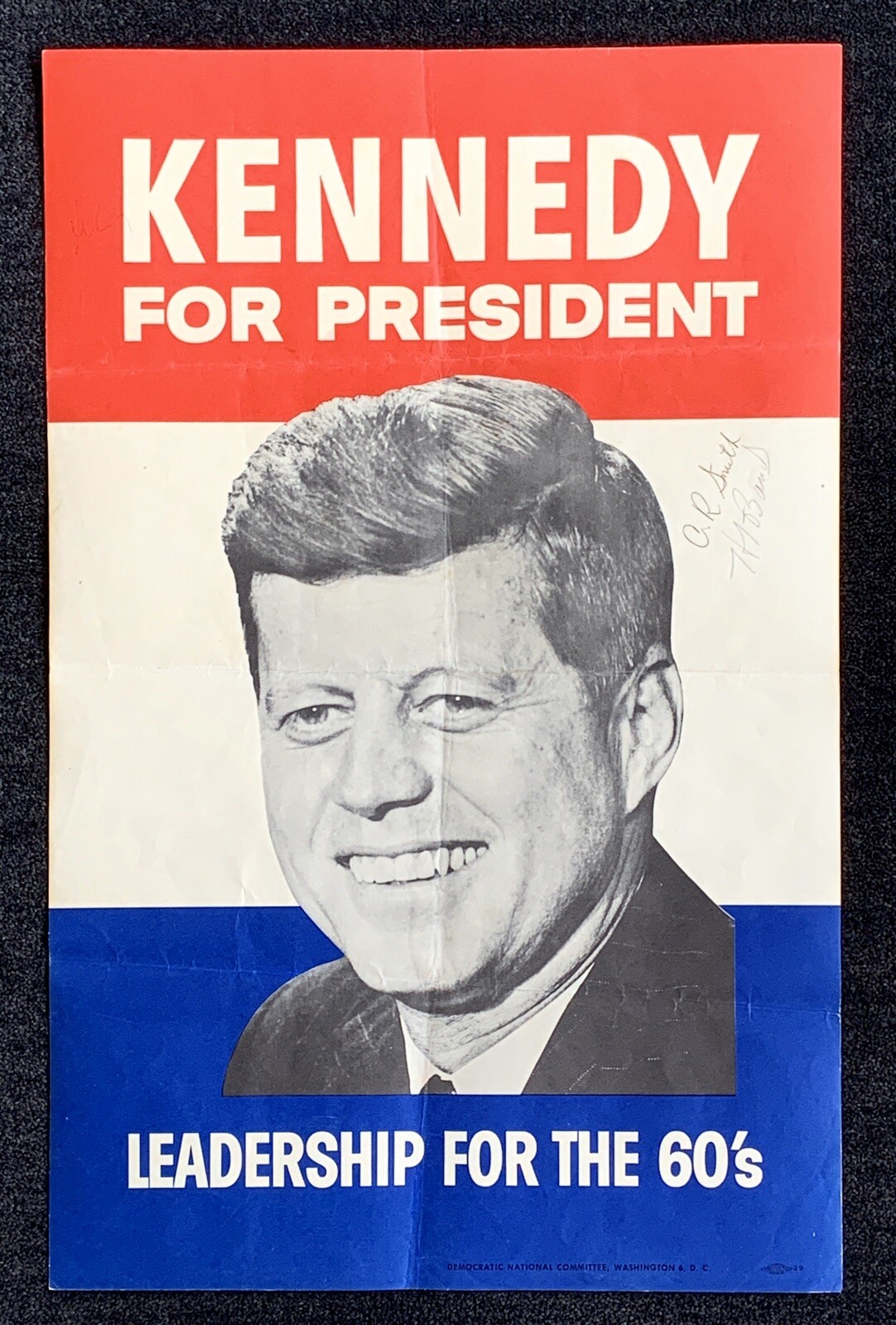 John F Kennedy signed 1960 Presidential Campaign Poster American Airlines JFK