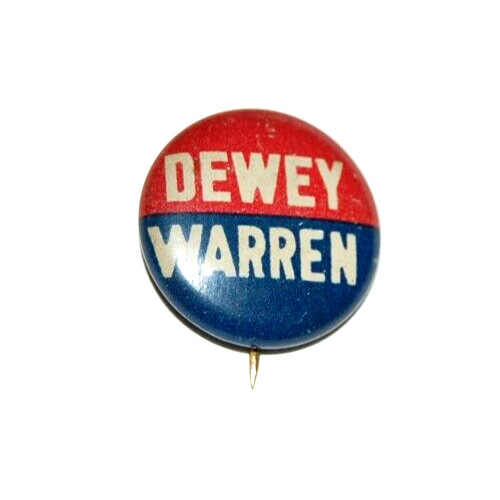 1948 THOMAS E. DEWEY EARL WARREN campaign political president pinback button