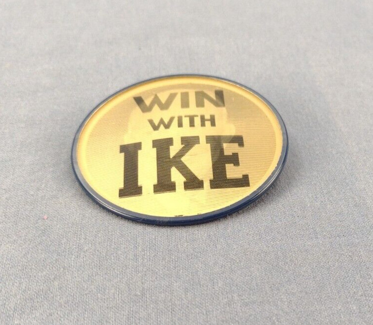 1950’s WIN WITH IKE Eisenhower president Lenticular lens flasher pinback button