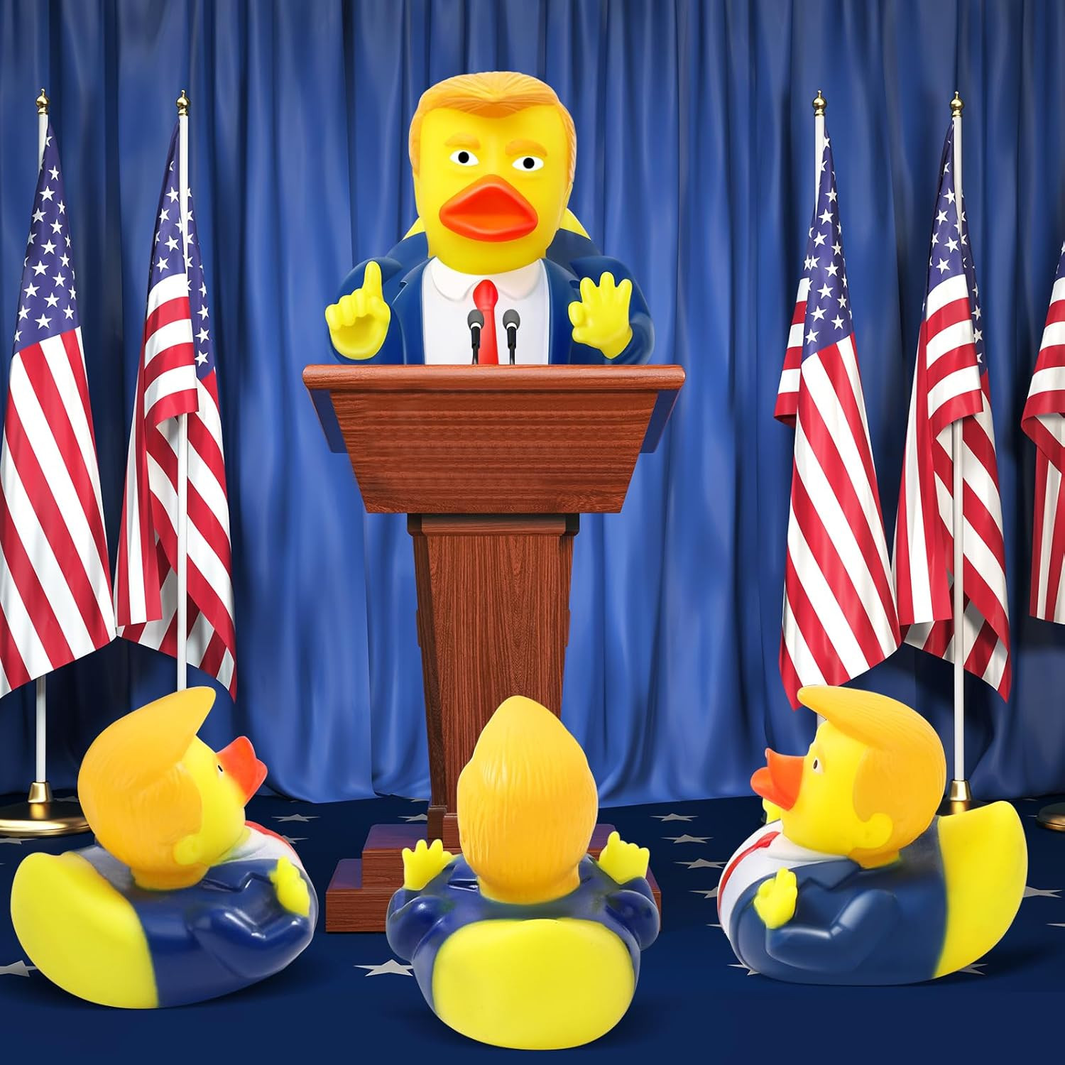 24 Pcs President Rubber Ducks, Funny Duckies, President Memorial and Patriotic T