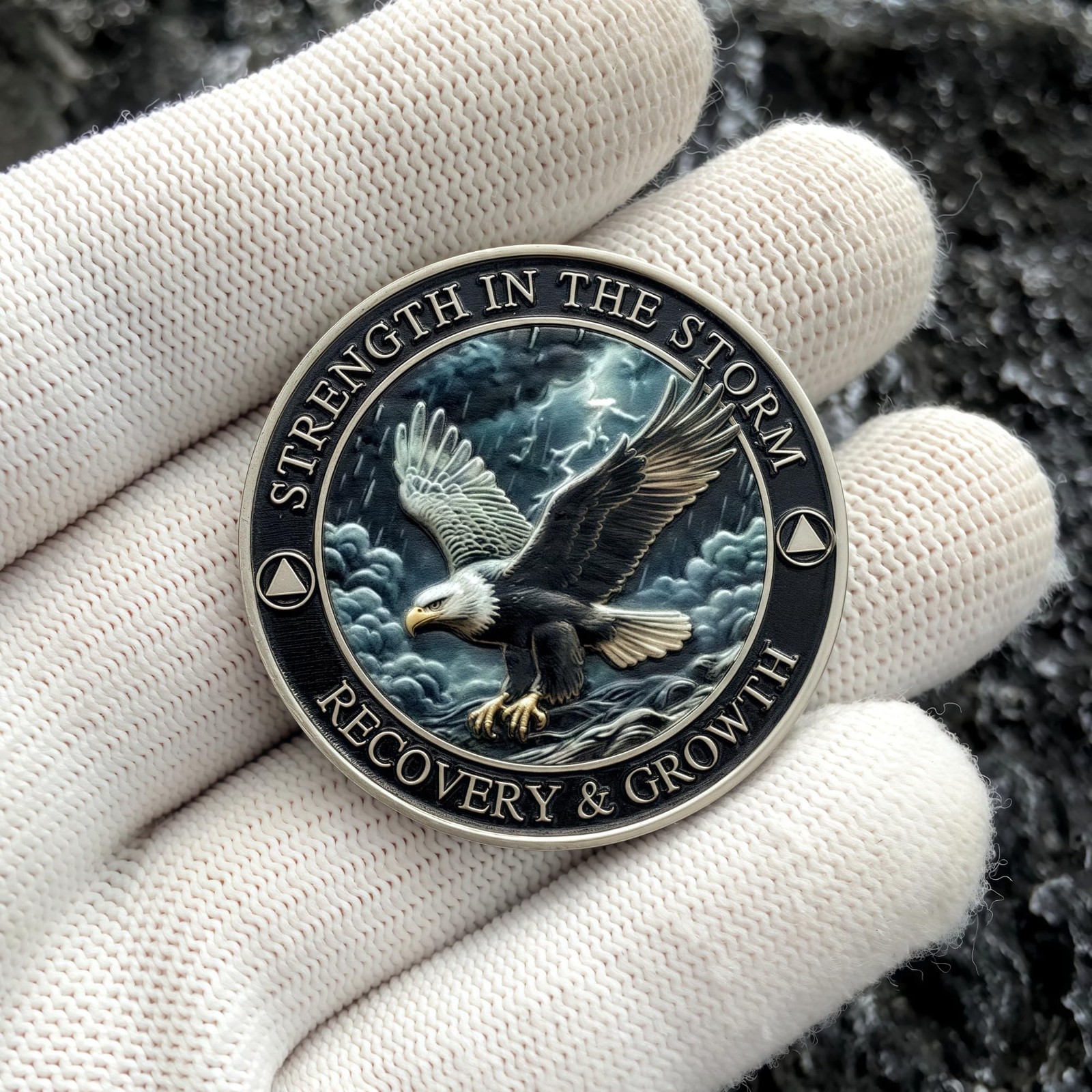 Strength in The Storm Sobriety Recovery Coin – AA Medallion with Serenity Pra…