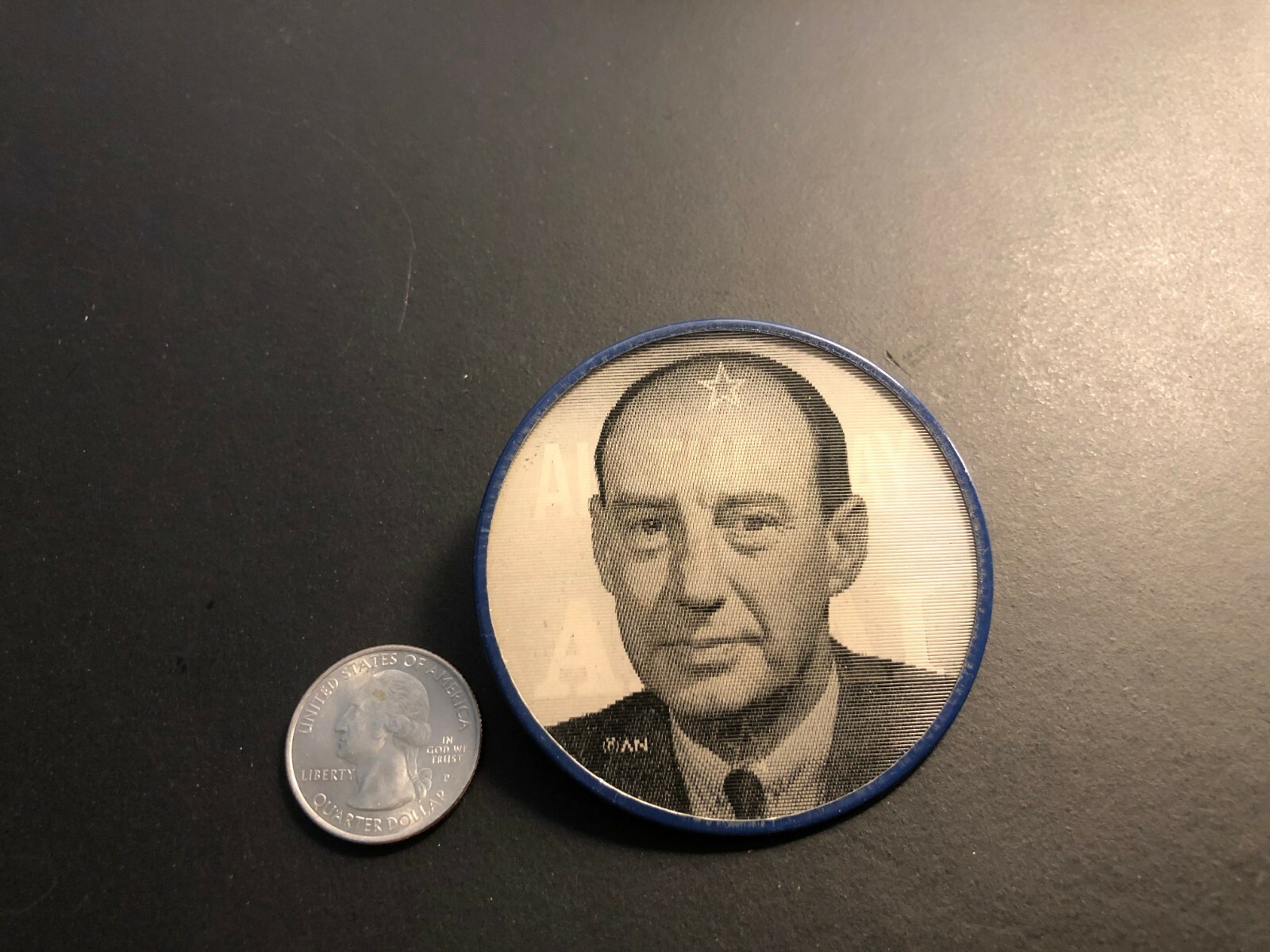 Rare”ALL THE WAY WITH ADLAI ” STEVENSON 2.5″the Flasher Pin Button 1956 Campaign