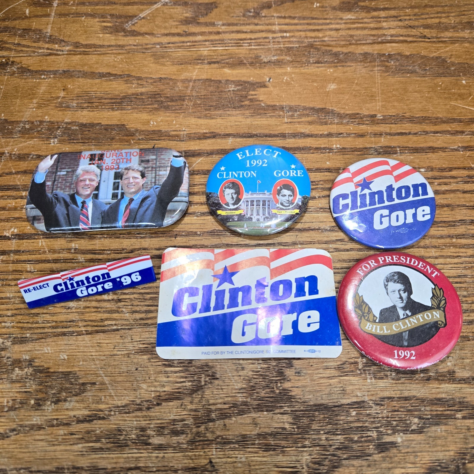 Lot Of 6 1992- 96 Clinton/Gore campaign Pins
