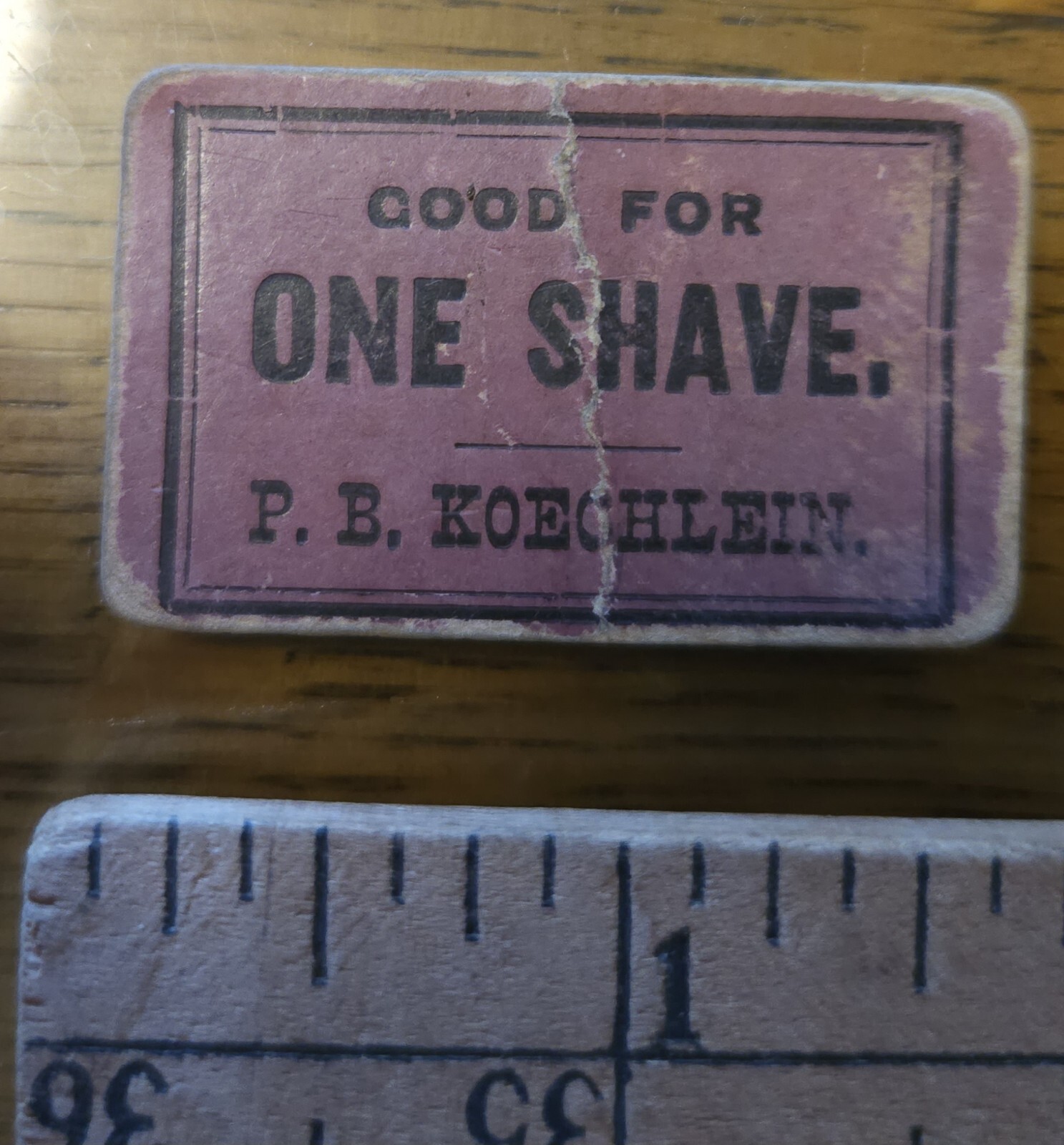 1880 Shave Barber Coupon Ticket Peter Koechlein LIVED Brooklyn New York City NYC