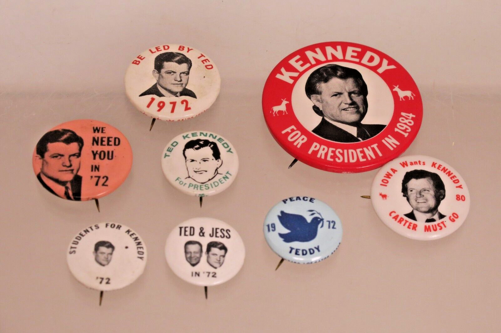 8 Ted Kennedy for President Campaign Button Pinbacks
