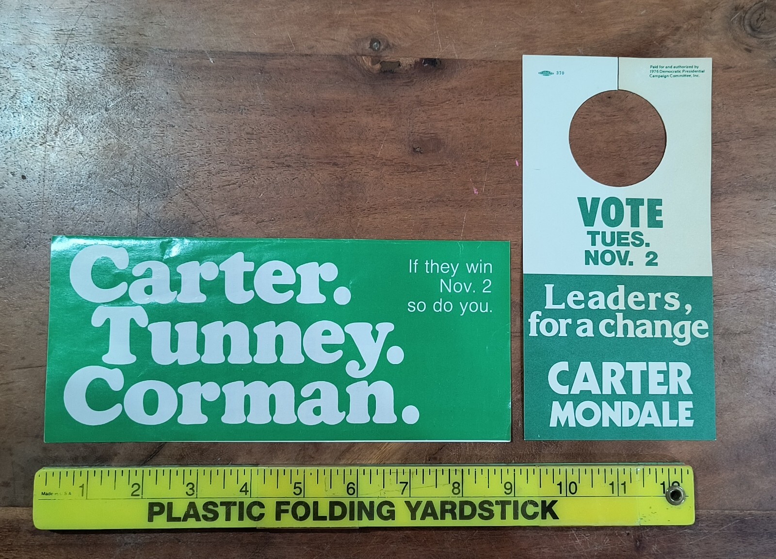 1976 Jimmy Carter for President Brochure John Tunney, James Corman & Door Hanger