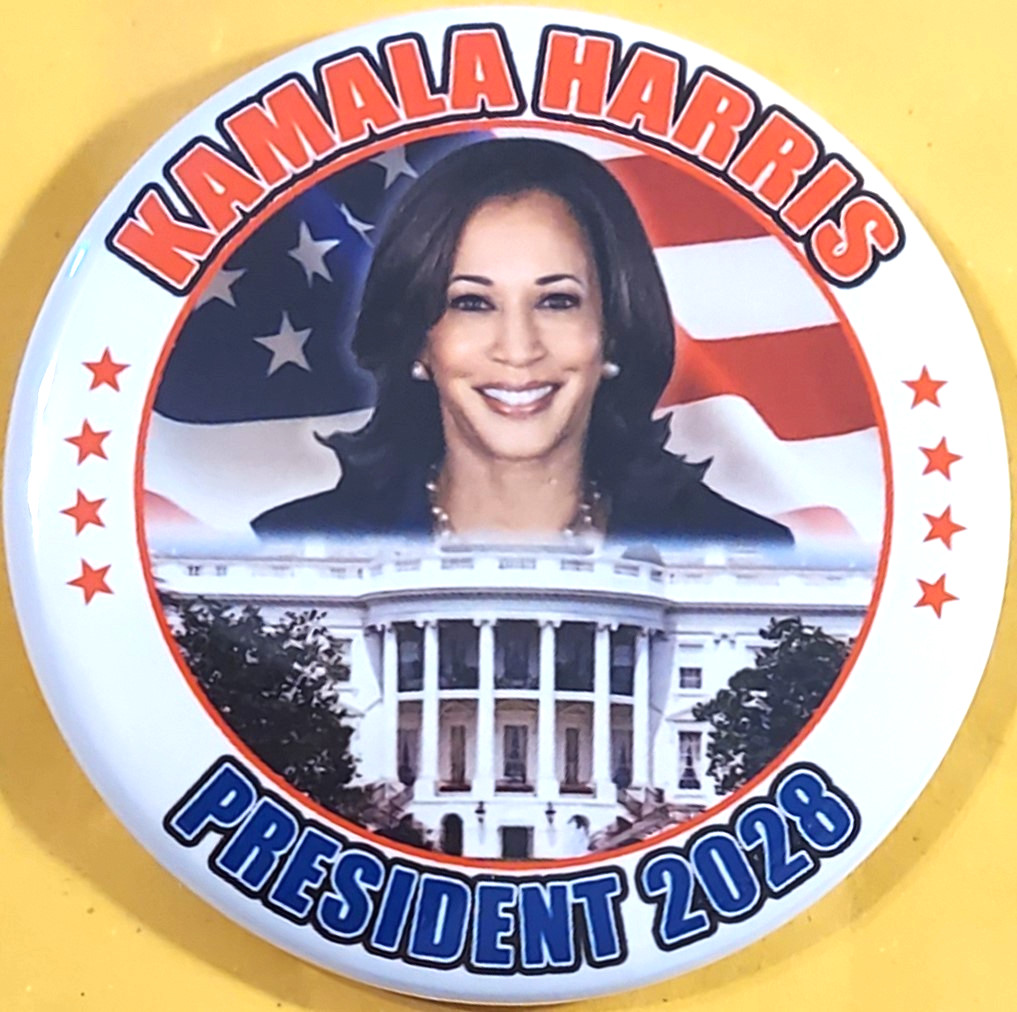 2028 Kamala Harris For President Campaign Button 2.25″ w/ photo White House