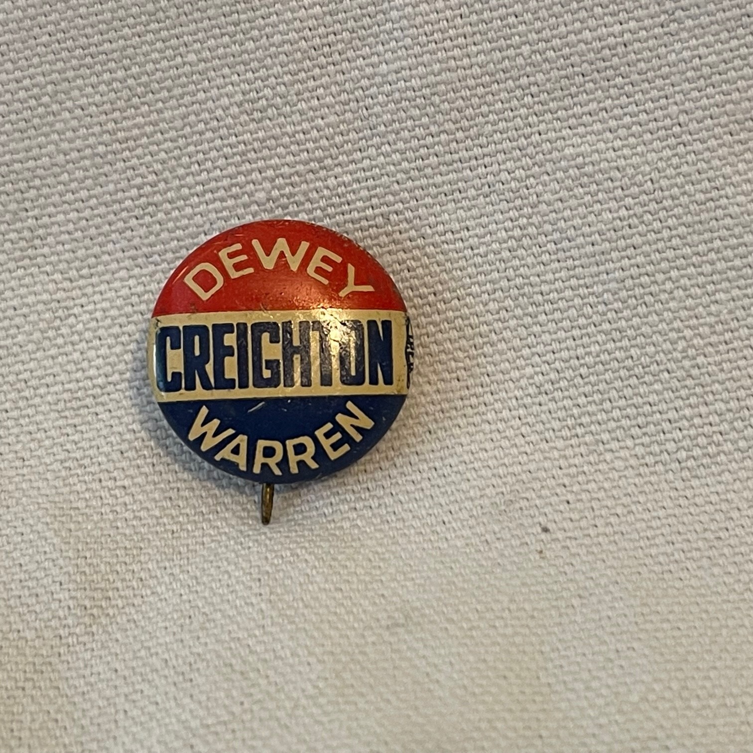 Thomas Dewey 1948 Political Button: Dewey-Warren-Creighton Button From Ohio 7/8″
