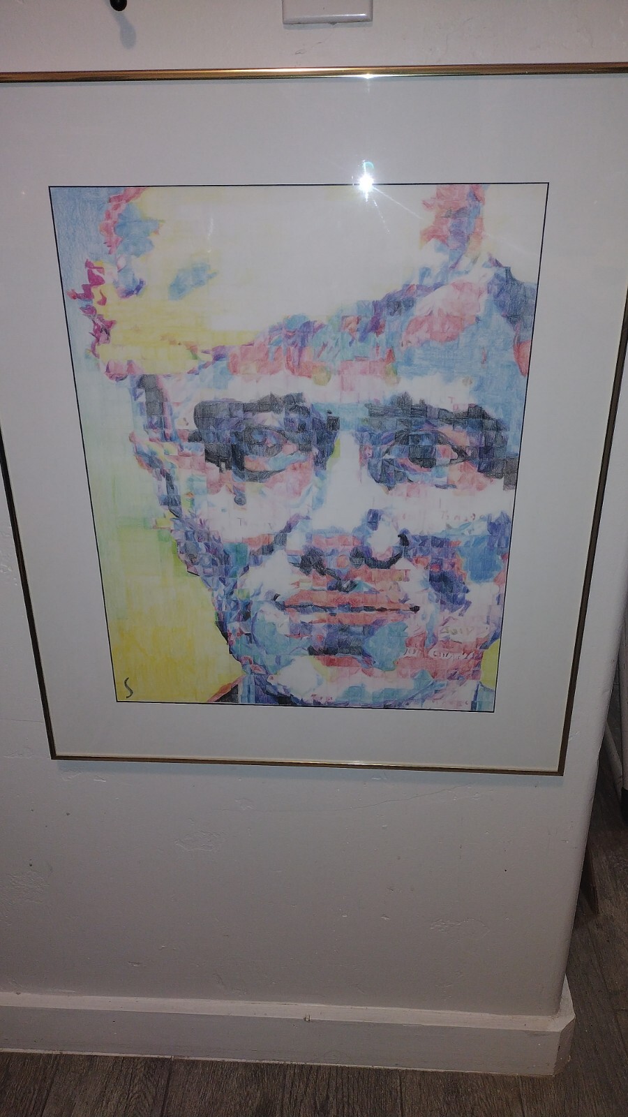 MAGA Donald Trump Pixel Art Colored Pencil Framed Matted 22 1/2″x 26 1/2″ 2003