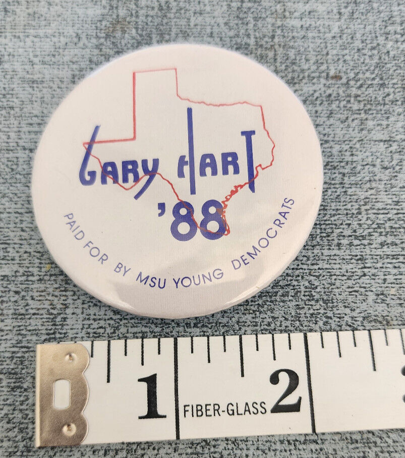 Gary Hart Texas ’88 MSU Young Democrats President campaign pin button political