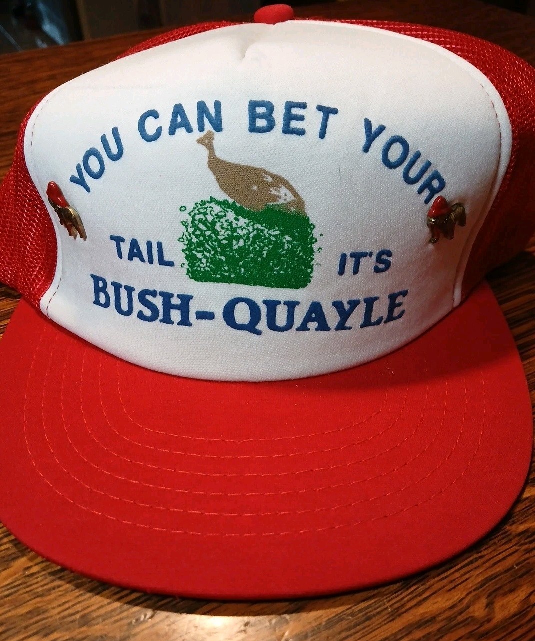 Unique Vintage Politics Collectible Bush Quayle ’92 Campaign Ball Cap Hat Red